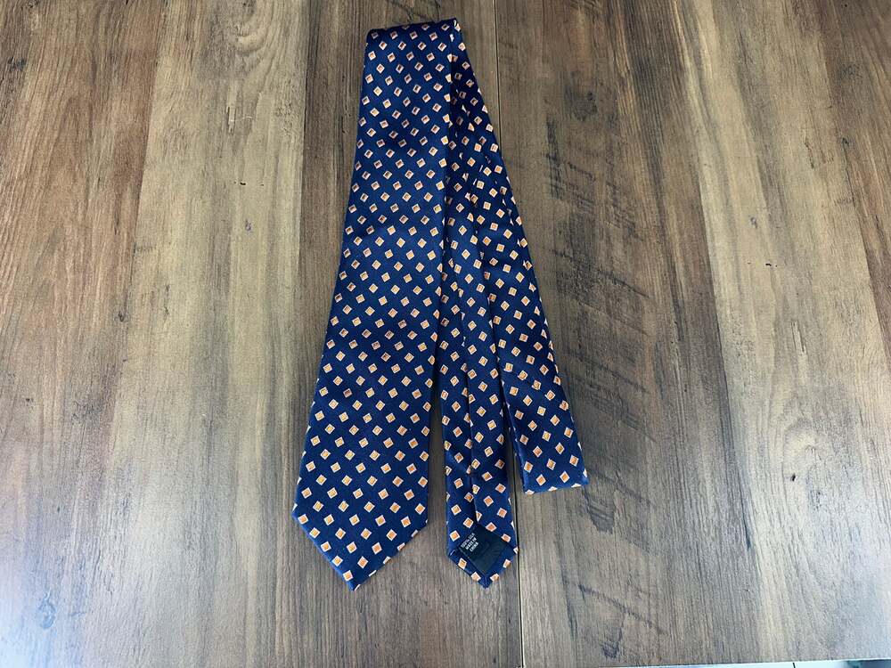 Jos. A. Bank Traveler Stain Resistant Tie New With Tags Blue with Orange Squares
